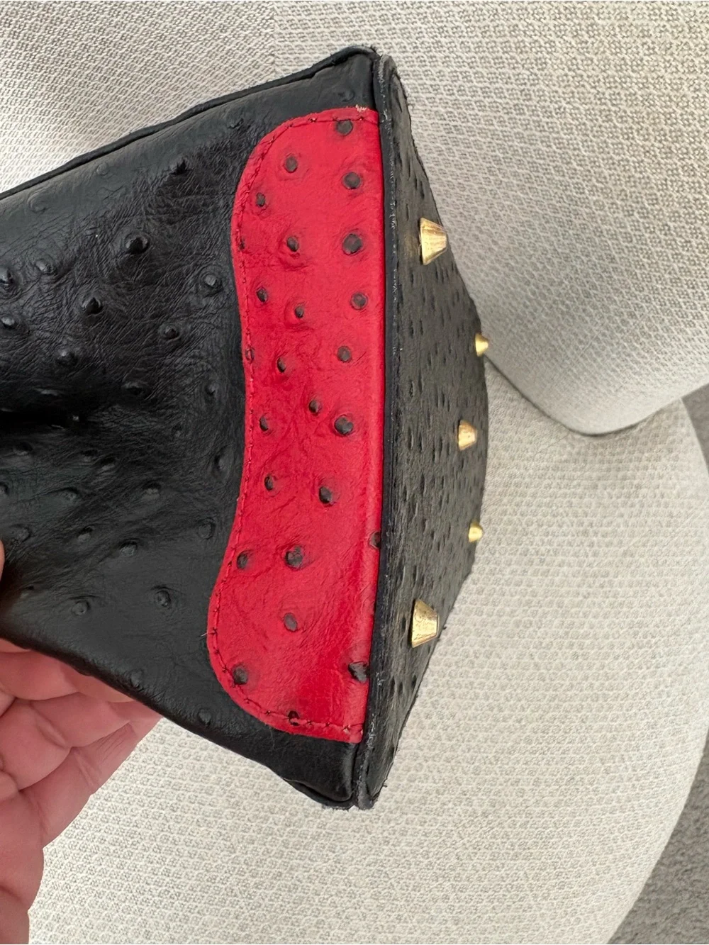 Vintage Y2K Giada Pelle Red and Black Structured Ostrich-Texture